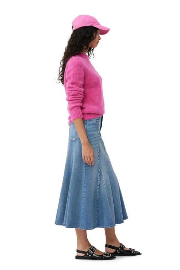 Clothing GANNI Knitwear Pink Brushed Alpaca ONeck Sweater Cone Flower Clothing GANNI Knitwear Pink Brushed Alpaca ONeck Sweater Cone Flower