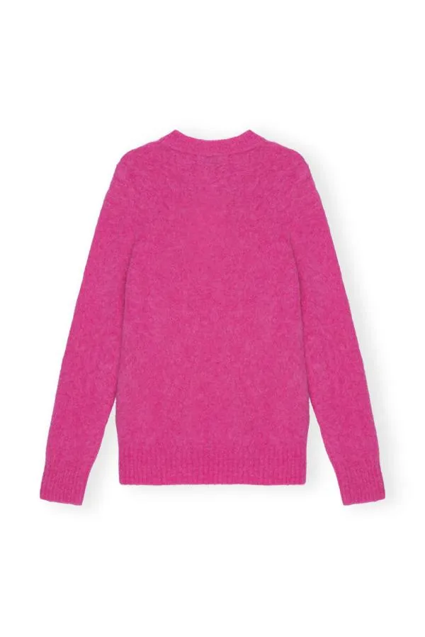 Clothing GANNI Knitwear Pink Brushed Alpaca ONeck Sweater Cone Flower Clothing GANNI Knitwear Pink Brushed Alpaca ONeck Sweater Cone Flower