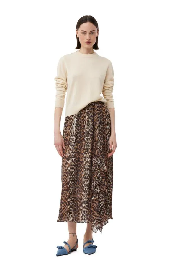 Clothing GANNI Knitwear White Cashmere Mix ONeck Pullover Alabaster Gleam Clothing GANNI Knitwear White Cashmere Mix ONeck Pullover Alabaster Gleam
