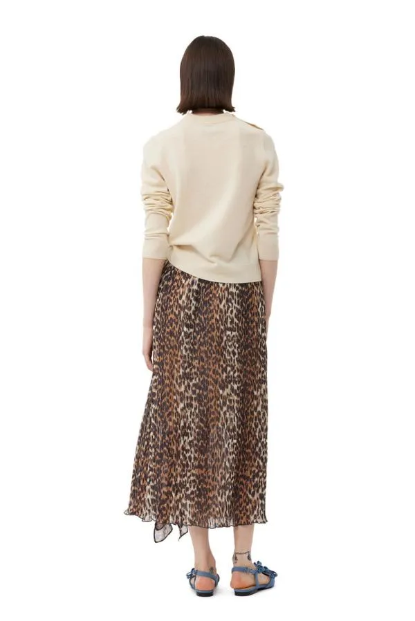 Clothing GANNI Knitwear White Cashmere Mix ONeck Pullover Alabaster Gleam Clothing GANNI Knitwear White Cashmere Mix ONeck Pullover Alabaster Gleam