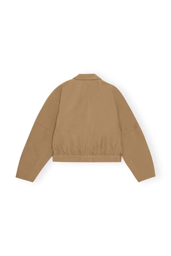 Clothing GANNI Outerwear Brown Heavy Twill Short Jacket Tiger039s Eye Clothing GANNI Outerwear Brown Heavy Twill Short Jacket Tiger039s Eye