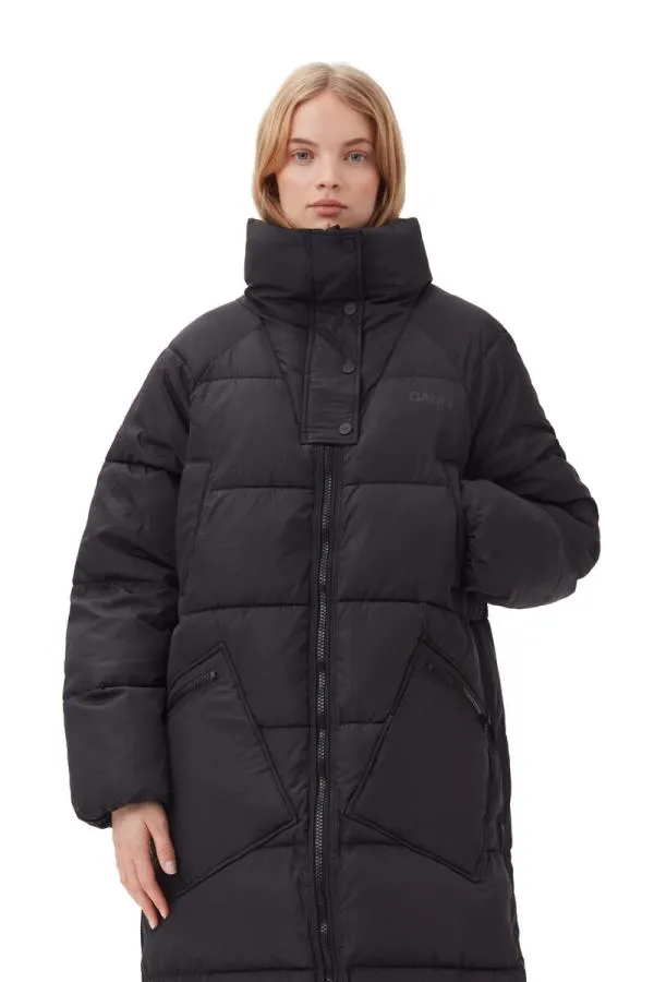 Clothing GANNI Outerwear Oversized Tech Puffer Coat Phantom Clothing GANNI Outerwear Oversized Tech Puffer Coat Phantom