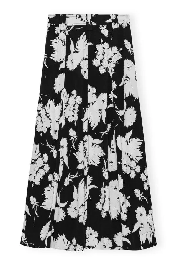 Clothing GANNI Skirts Printed Crepe Long Skirt Black