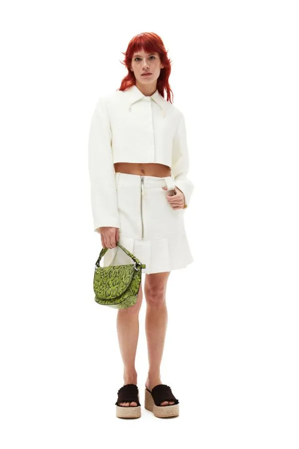 Clothing GANNI Skirts Slub Linen Mini Skirt Egret