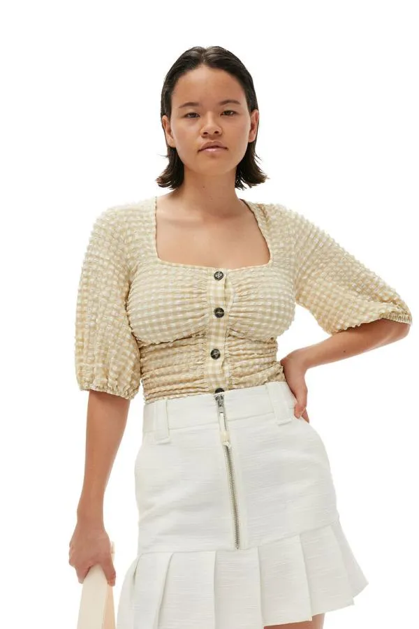 Clothing GANNI Skirts Slub Linen Mini Skirt Egret Clothing GANNI Skirts Slub Linen Mini Skirt Egret