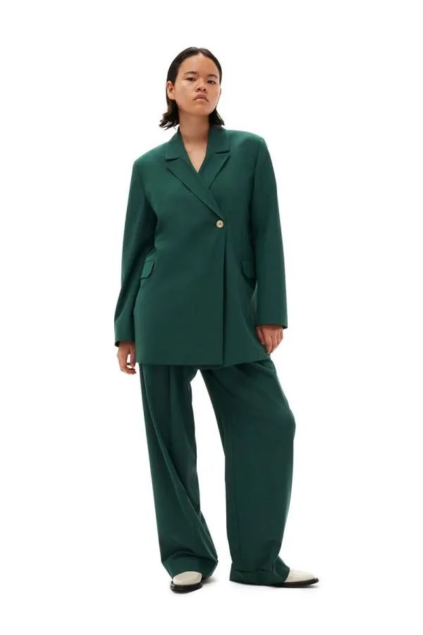 Clothing GANNI Suiting Drapey Melange Blazer Trekking Green