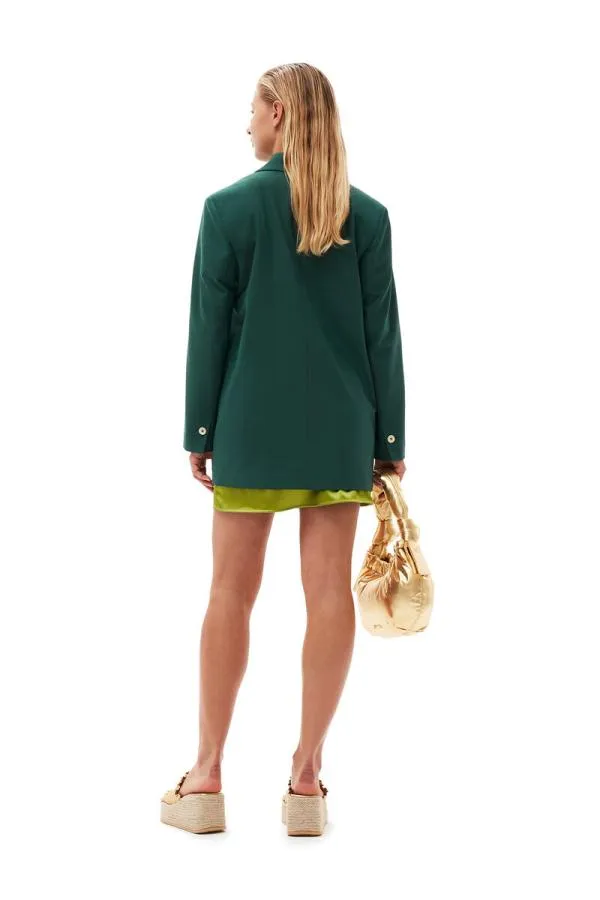 Clothing GANNI Suiting Drapey Melange Blazer Trekking Green Clothing GANNI Suiting Drapey Melange Blazer Trekking Green