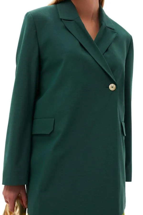 Clothing GANNI Suiting Drapey Melange Blazer Trekking Green Clothing GANNI Suiting Drapey Melange Blazer Trekking Green