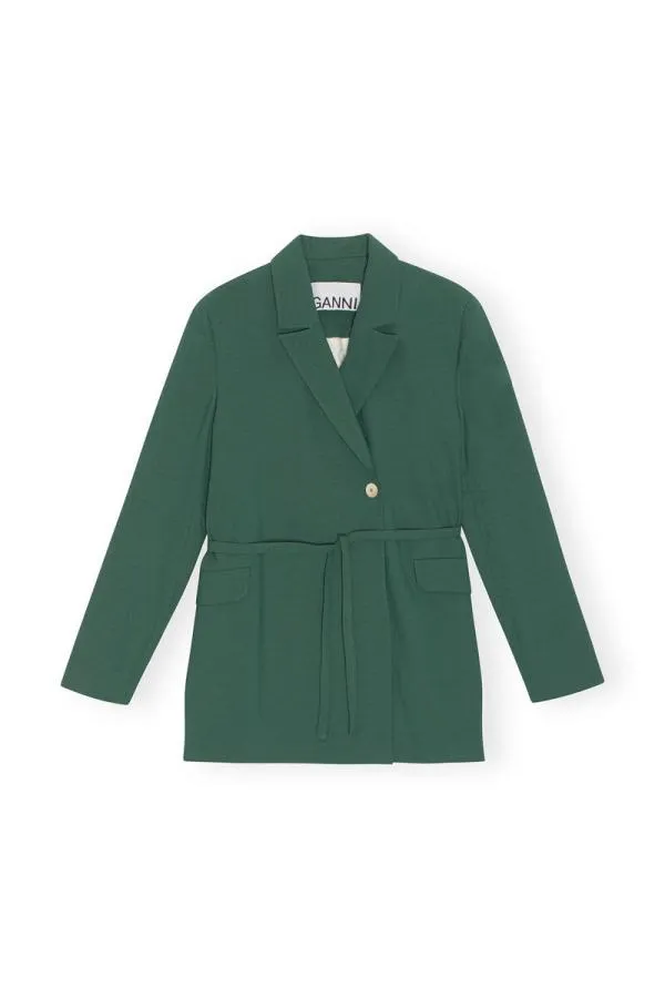 Clothing GANNI Suiting Drapey Melange Blazer Trekking Green Clothing GANNI Suiting Drapey Melange Blazer Trekking Green