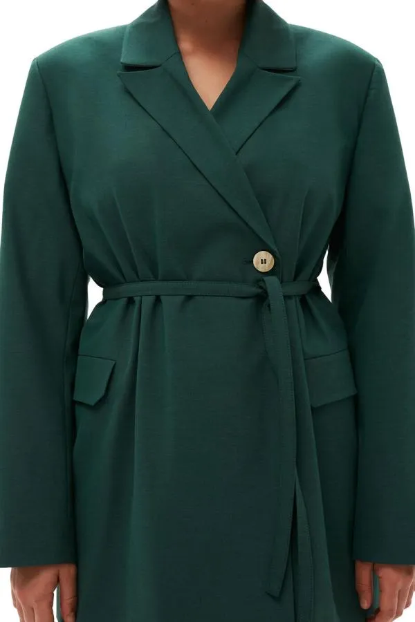 Clothing GANNI Suiting Drapey Melange Blazer Trekking Green Clothing GANNI Suiting Drapey Melange Blazer Trekking Green