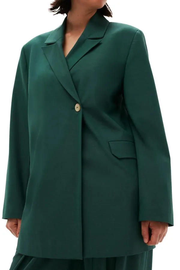 Clothing GANNI Suiting Drapey Melange Blazer Trekking Green Clothing GANNI Suiting Drapey Melange Blazer Trekking Green