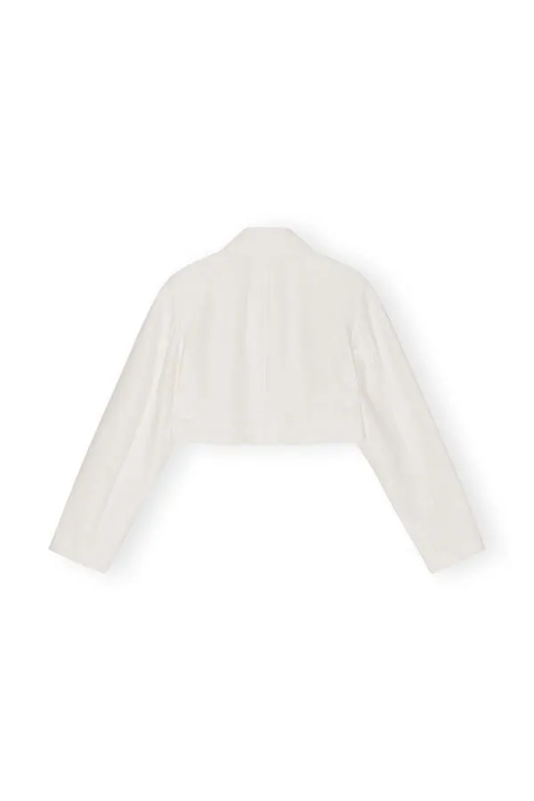 Clothing GANNI Suiting Slub Linen Cropped Blazer Egret Clothing GANNI Suiting Slub Linen Cropped Blazer Egret