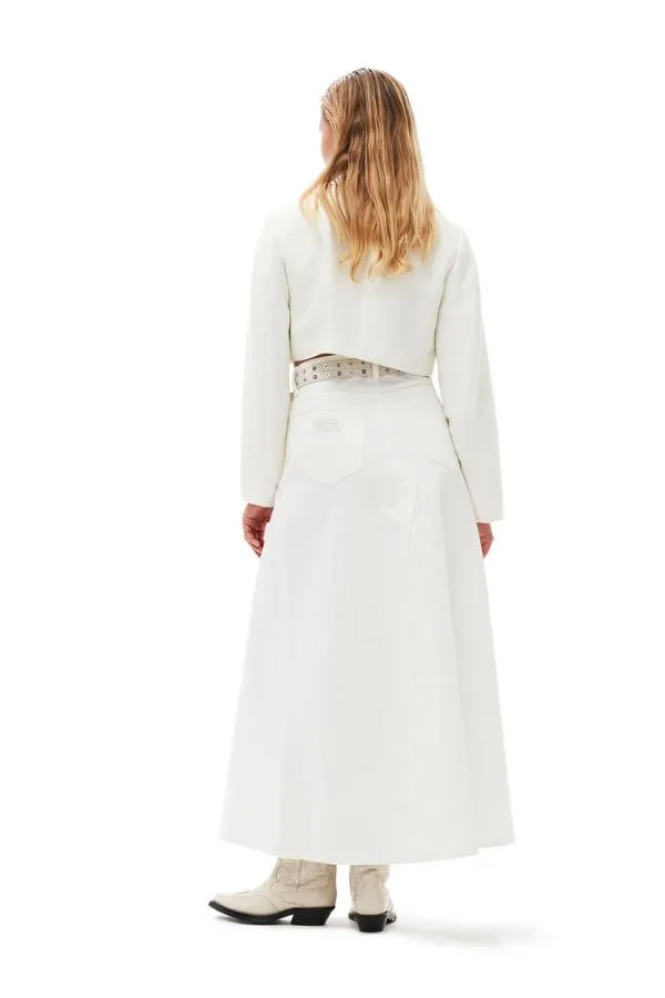 Clothing GANNI Suiting Slub Linen Cropped Blazer Egret Clothing GANNI Suiting Slub Linen Cropped Blazer Egret