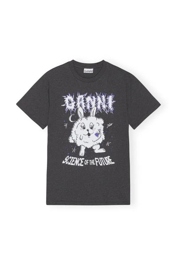 Clothing GANNI TShirts Light Purple Bunny Relaxed Tshirt Phantom Clothing GANNI TShirts Light Purple Bunny Relaxed Tshirt Phantom