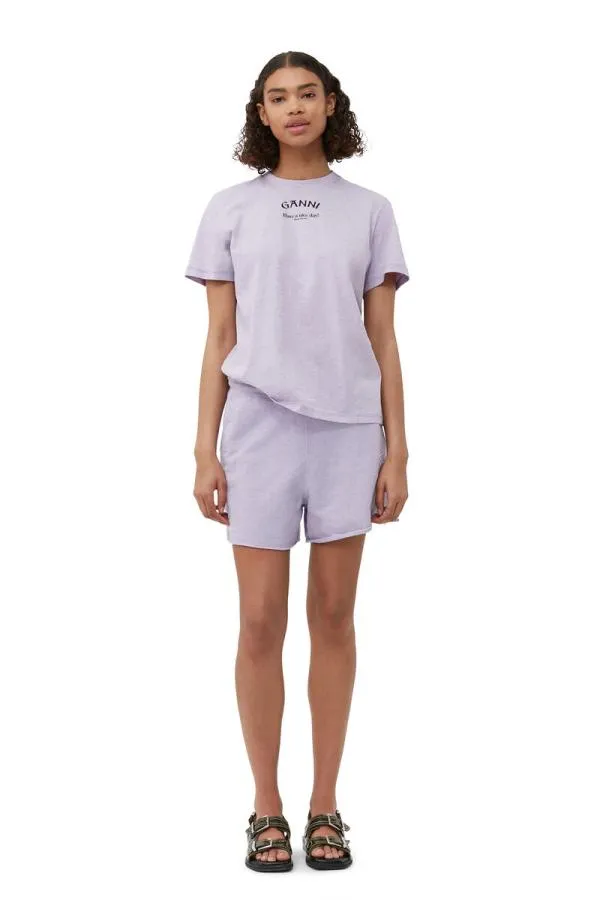 Clothing GANNI TShirts LIlac Relaxed Oneck Tshirt Orchid Petal