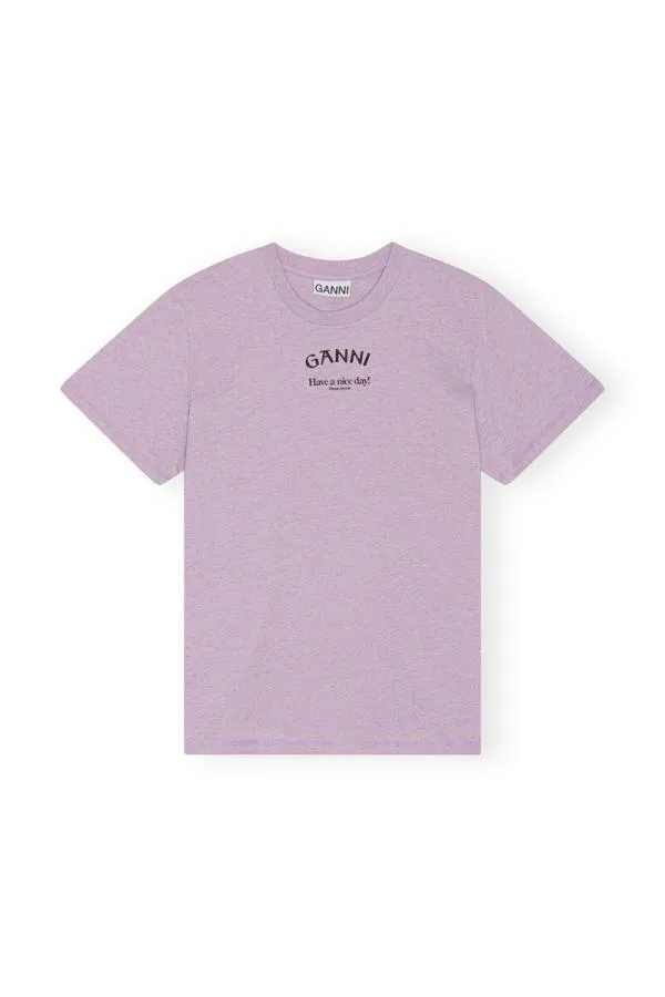 Clothing GANNI TShirts LIlac Relaxed Oneck Tshirt Orchid Petal Clothing GANNI TShirts LIlac Relaxed Oneck Tshirt Orchid Petal