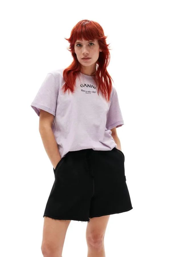 Clothing GANNI TShirts LIlac Relaxed Oneck Tshirt Orchid Petal Clothing GANNI TShirts LIlac Relaxed Oneck Tshirt Orchid Petal