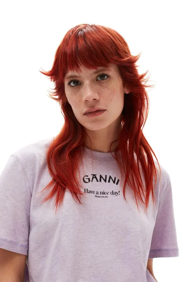 Clothing GANNI TShirts LIlac Relaxed Oneck Tshirt Orchid Petal Clothing GANNI TShirts LIlac Relaxed Oneck Tshirt Orchid Petal