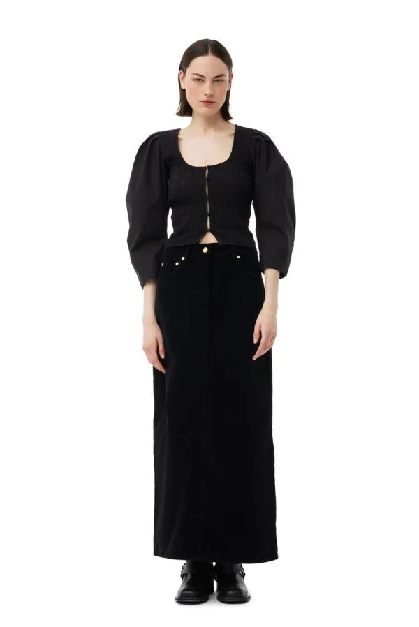 Clothing GANNI Tops Black Cotton Poplin Smock Blouse Black