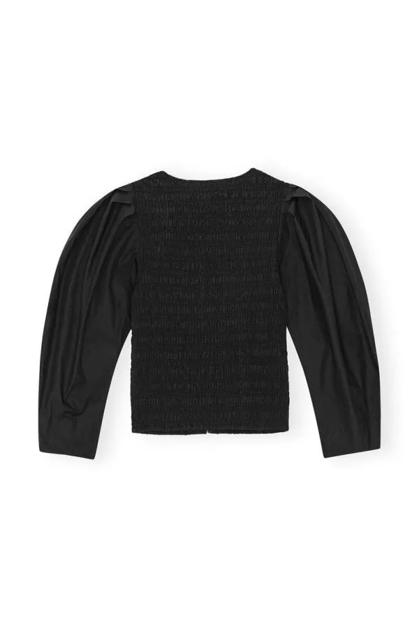 Clothing GANNI Tops Black Cotton Poplin Smock Blouse Black