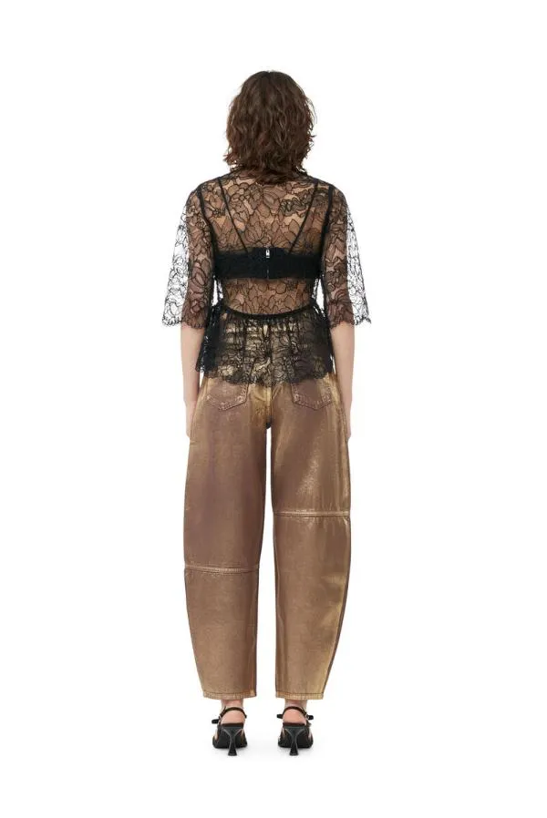 Clothing GANNI Tops Black Light Lace Vneck Blouse Black Clothing GANNI Tops Black Light Lace Vneck Blouse Black