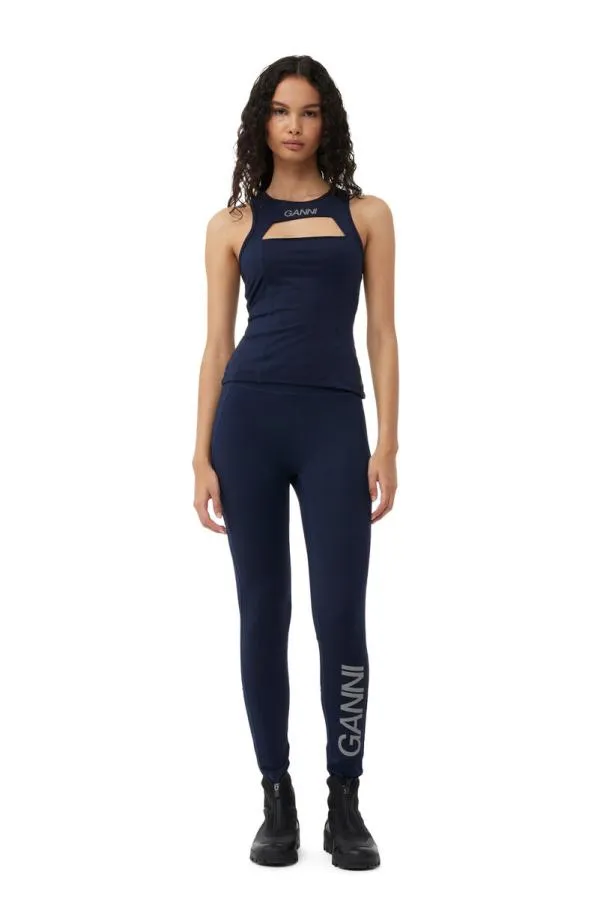 Clothing GANNI Trousers Active Ultra High Waist Tights Sky Captain