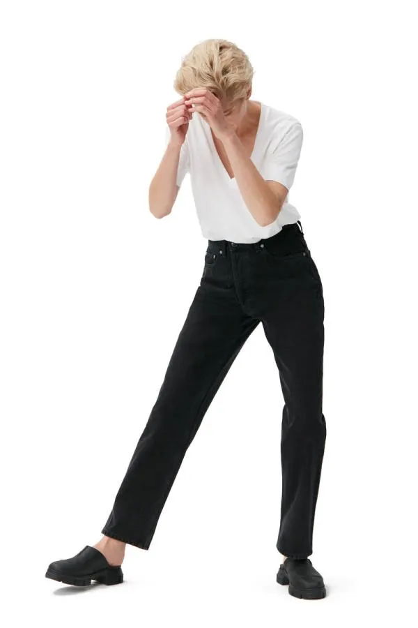 Clothing GANNI Trousers Figni Jeans Washed Blackblack