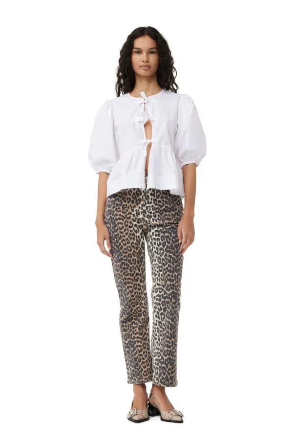 Clothing GANNI Trousers Leopard Betzy Cropped Jeans Leopard