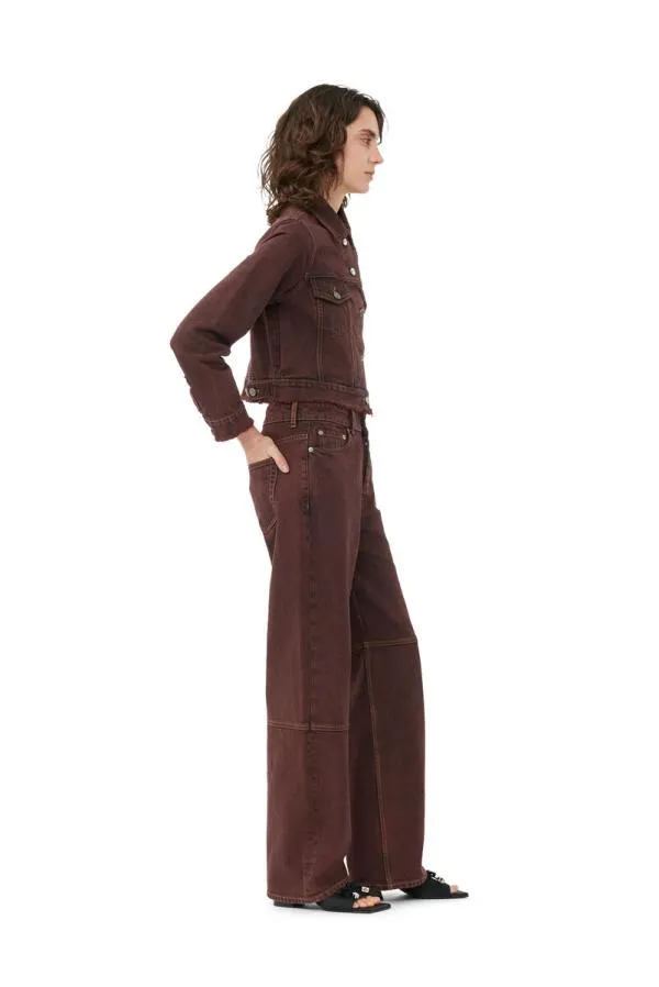 Clothing GANNI Trousers Overdyed Bleach Denim Izey Shaved Chocolate Clothing GANNI Trousers Overdyed Bleach Denim Izey Shaved Chocolate