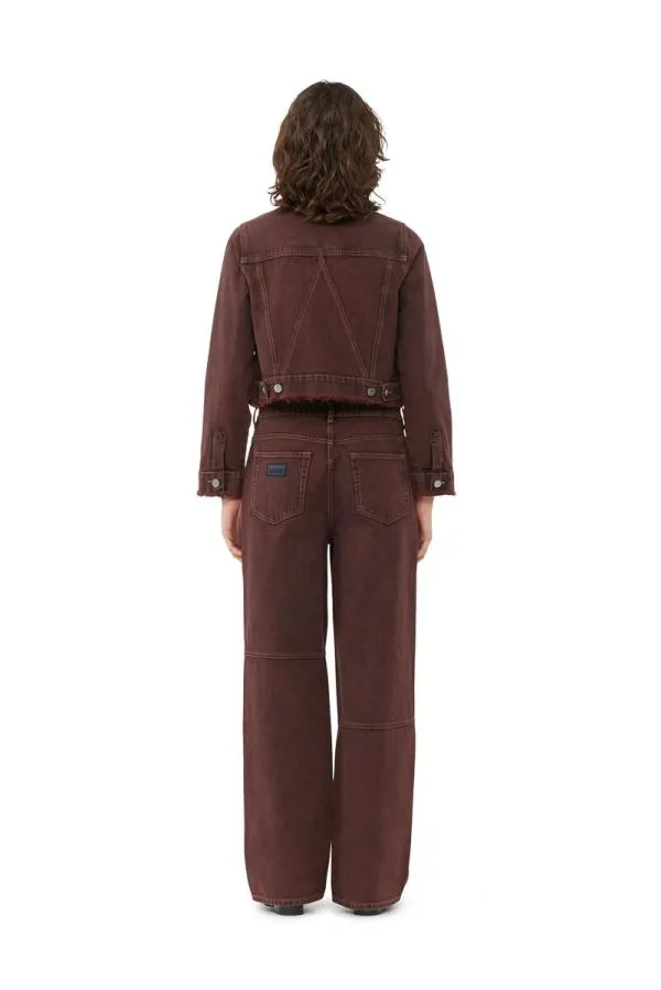Clothing GANNI Trousers Overdyed Bleach Denim Izey Shaved Chocolate Clothing GANNI Trousers Overdyed Bleach Denim Izey Shaved Chocolate