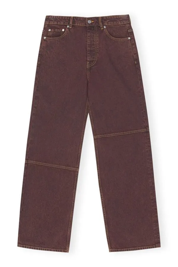 Clothing GANNI Trousers Overdyed Bleach Denim Izey Shaved Chocolate Clothing GANNI Trousers Overdyed Bleach Denim Izey Shaved Chocolate