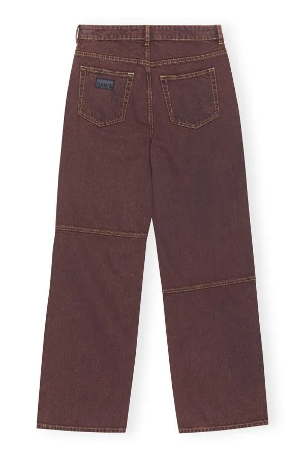 Clothing GANNI Trousers Overdyed Bleach Denim Izey Shaved Chocolate Clothing GANNI Trousers Overdyed Bleach Denim Izey Shaved Chocolate
