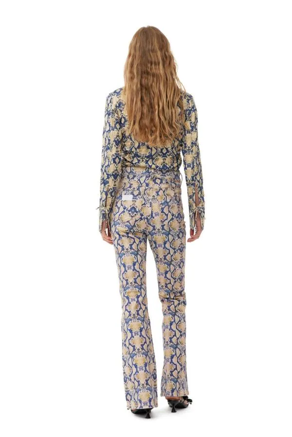 Clothing GANNI Trousers Snake Printed Iry Jeans Safari Clothing GANNI Trousers Snake Printed Iry Jeans Safari