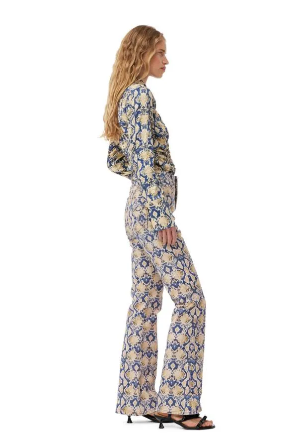 Clothing GANNI Trousers Snake Printed Iry Jeans Safari Clothing GANNI Trousers Snake Printed Iry Jeans Safari