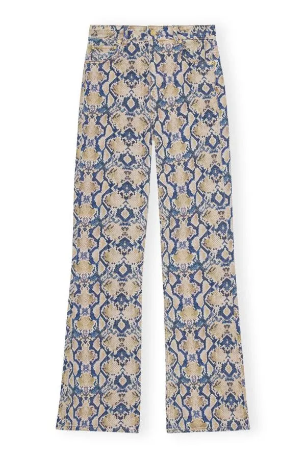 Clothing GANNI Trousers Snake Printed Iry Jeans Safari Clothing GANNI Trousers Snake Printed Iry Jeans Safari