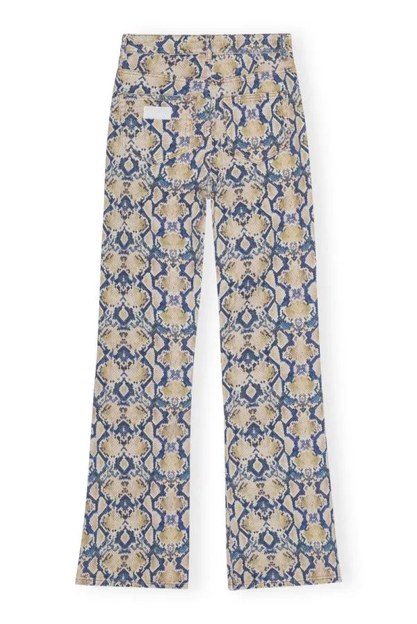 Clothing GANNI Trousers Snake Printed Iry Jeans Safari Clothing GANNI Trousers Snake Printed Iry Jeans Safari