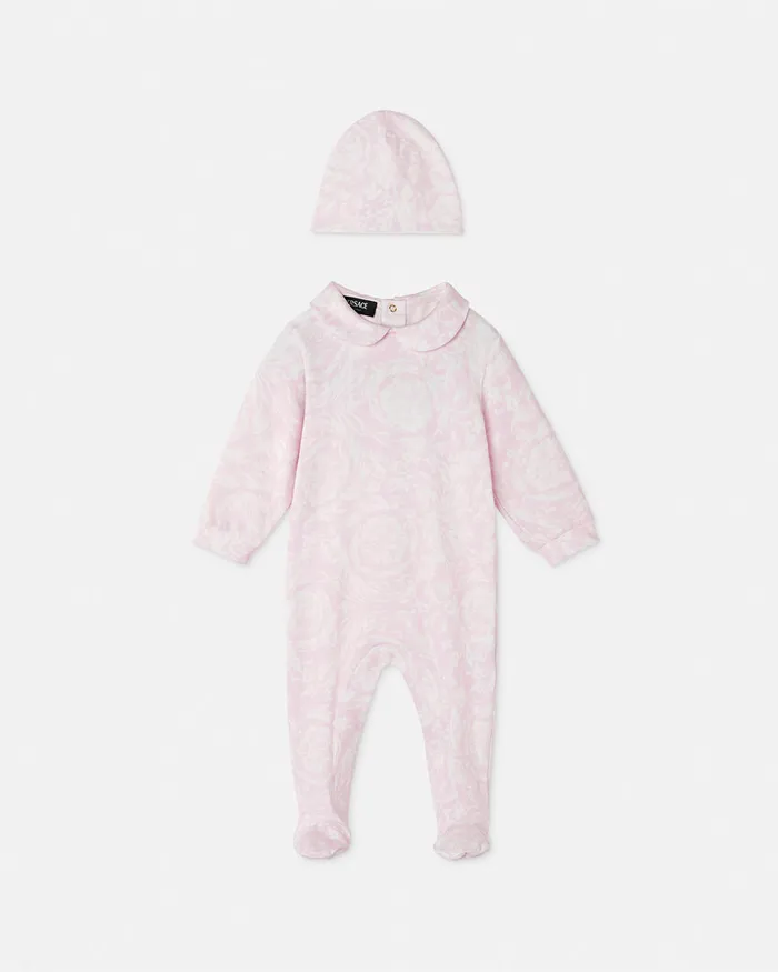 Clothing Kids Versace Barocco Baby Sleepsuit Set Light Pink