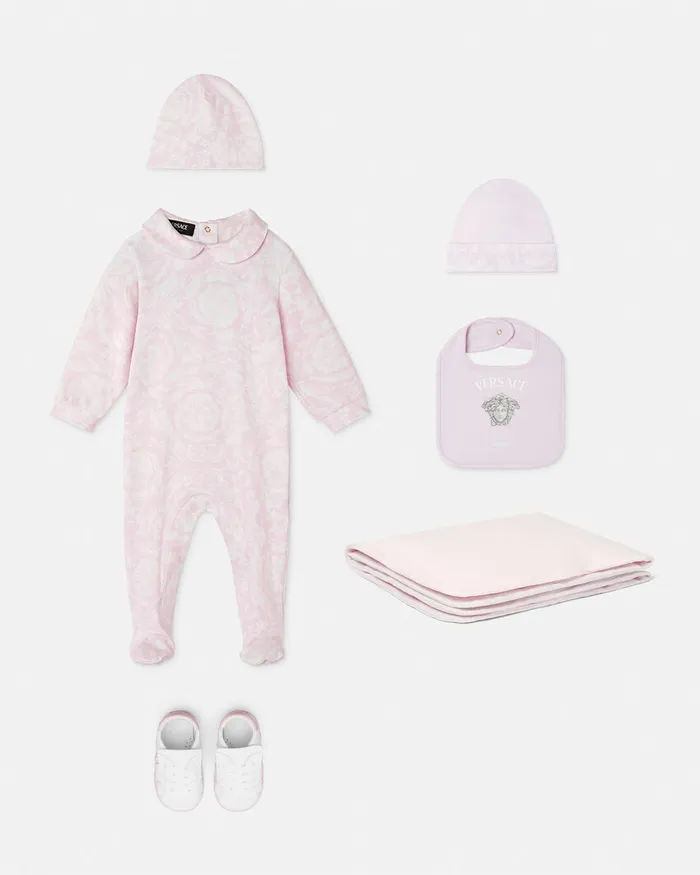 Clothing Kids Versace Barocco Baby Sleepsuit Set Light Pink