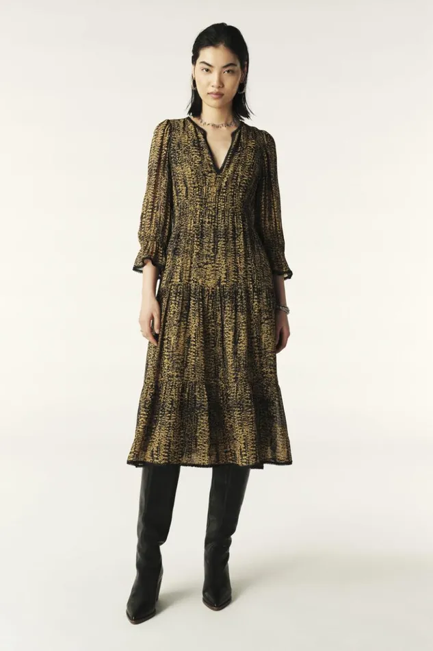 CloviaPrinted Midi Dress Clothing Baandsh Dresses