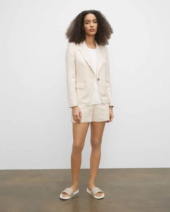 Club Monaco Blazers and Suiting Classic Linen Blend Blazer White 8211 Women