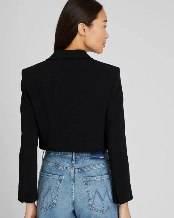 Club Monaco Blazers and Suiting Cropped Crepe Blazer Black 8211 Women