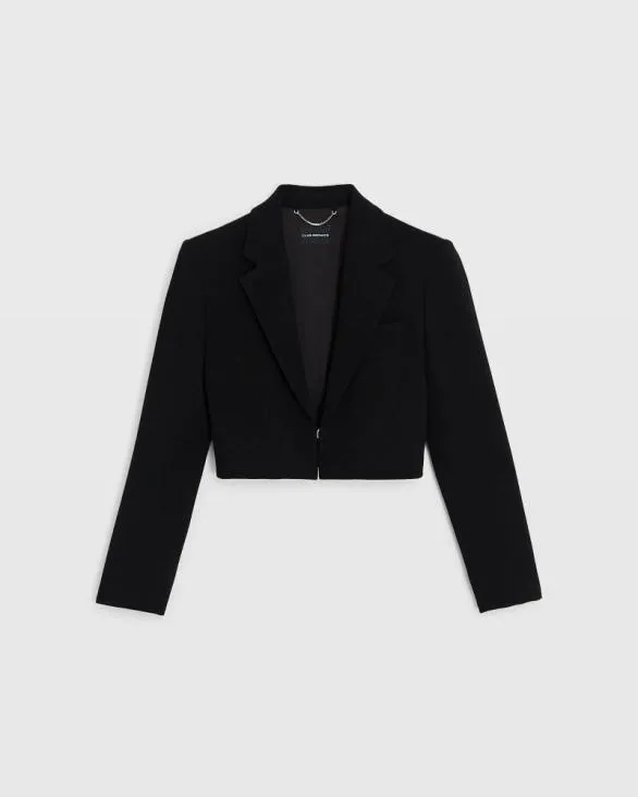Club Monaco Blazers and Suiting Cropped Crepe Blazer Black 8211 Women