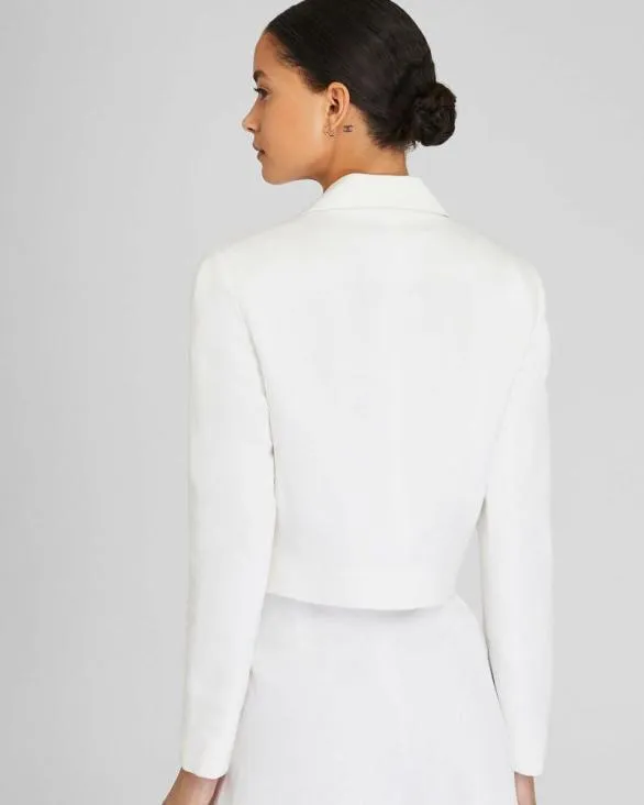 Club Monaco Blazers and Suiting Cropped Linen Blend Blazer Off White 8211 Women