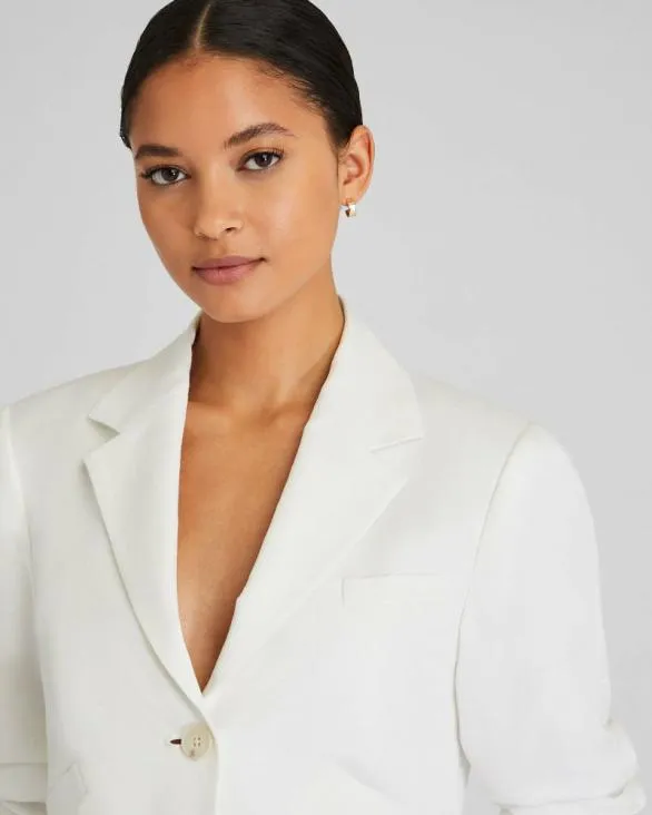 Club Monaco Blazers and Suiting Cropped Linen Blend Blazer Off White 8211 Women