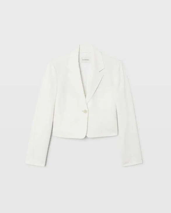 Club Monaco Blazers and Suiting Cropped Linen Blend Blazer Off White 8211 Women