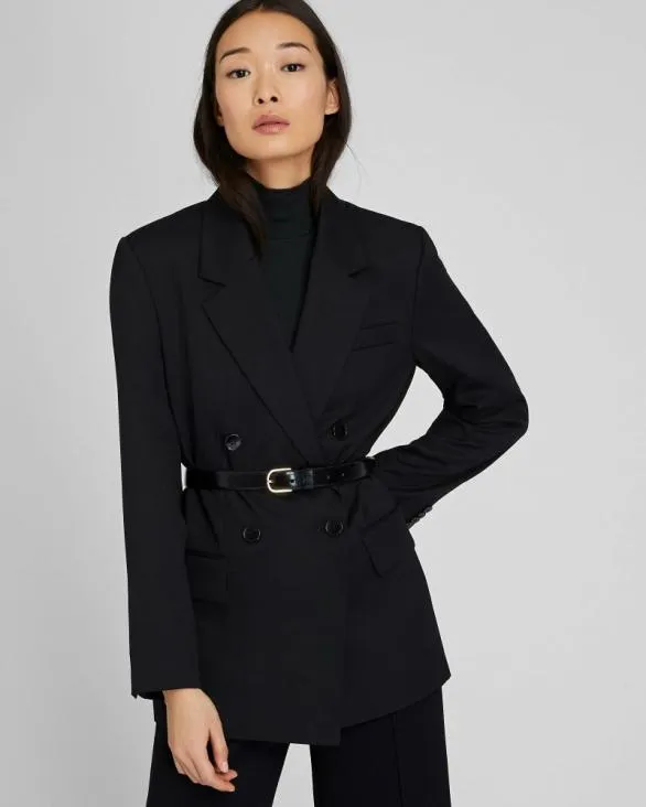 Club Monaco Blazers and Suiting Lightweight Wool Relaxed Double Breasted Blazer Black 8211 Women