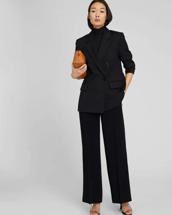 Club Monaco Blazers and Suiting Lightweight Wool Relaxed Double Breasted Blazer Black 8211 Women