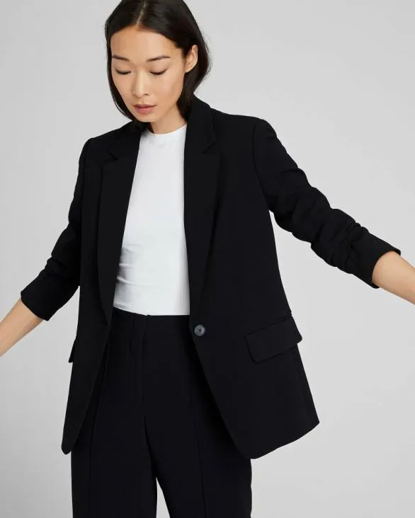 Club Monaco Blazers and Suiting Relaxed SingleBreasted Crepe Blazer Black 8211 Women