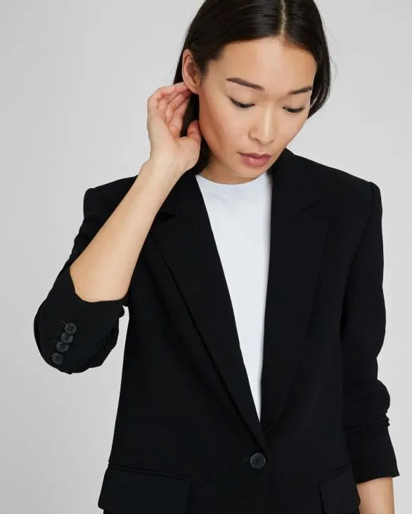 Club Monaco Blazers and Suiting Relaxed SingleBreasted Crepe Blazer Black 8211 Women