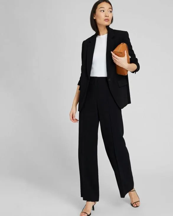 Club Monaco Blazers and Suiting Relaxed SingleBreasted Crepe Blazer Black 8211 Women